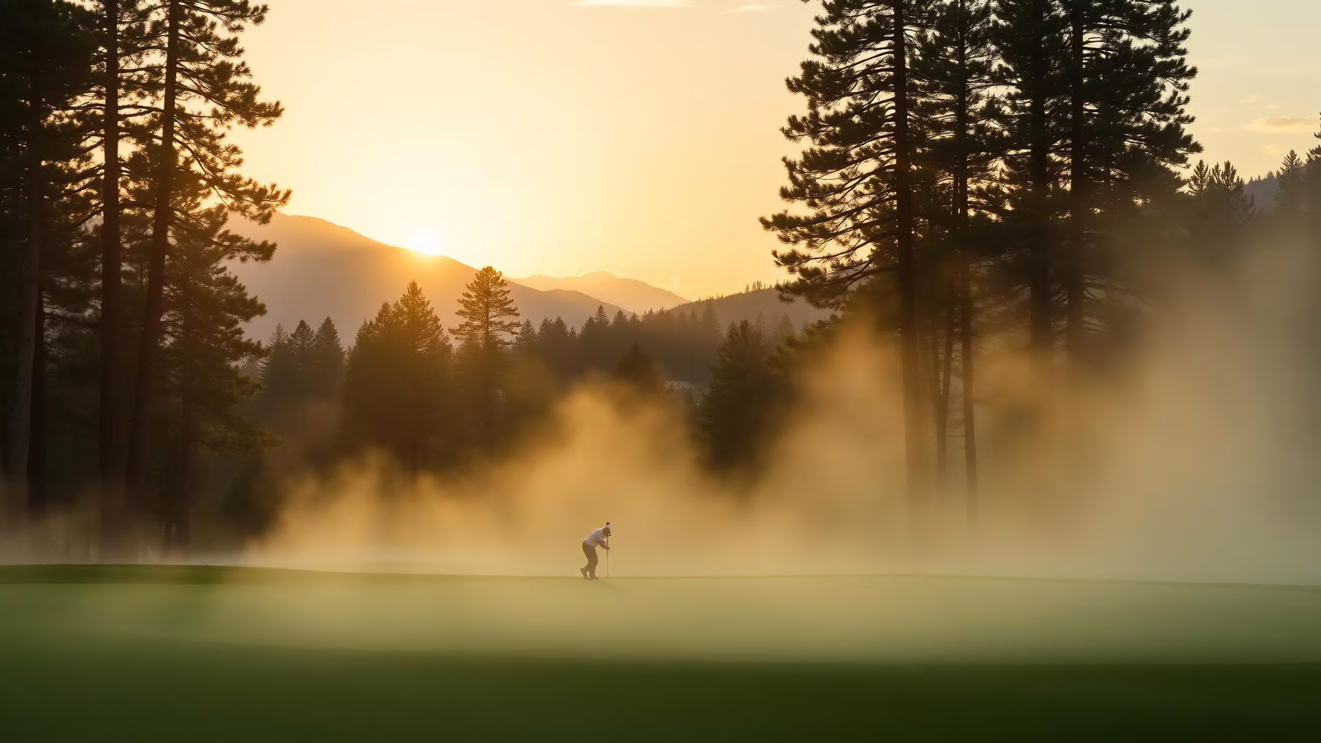 Misty morning on a luxury golf course